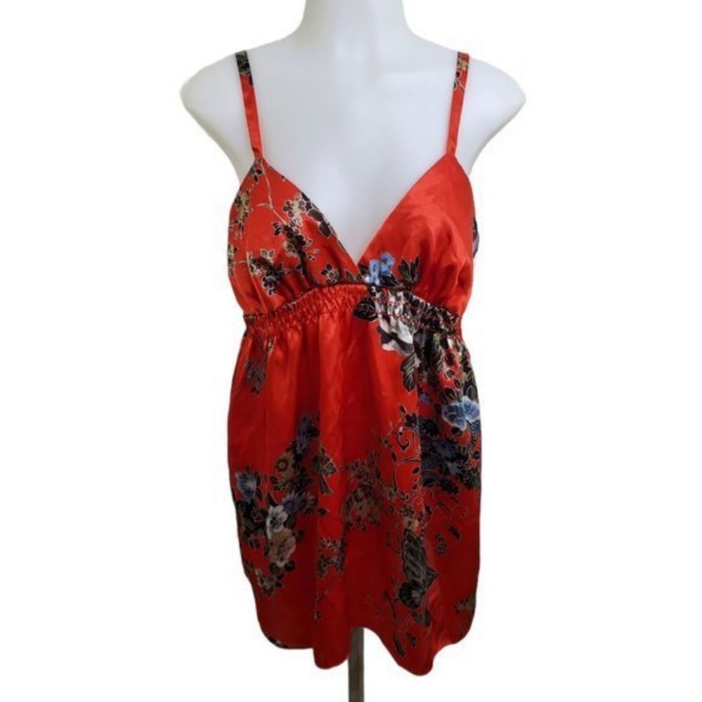 Love Squared Tank Top S M Red Floral Stretch Mini